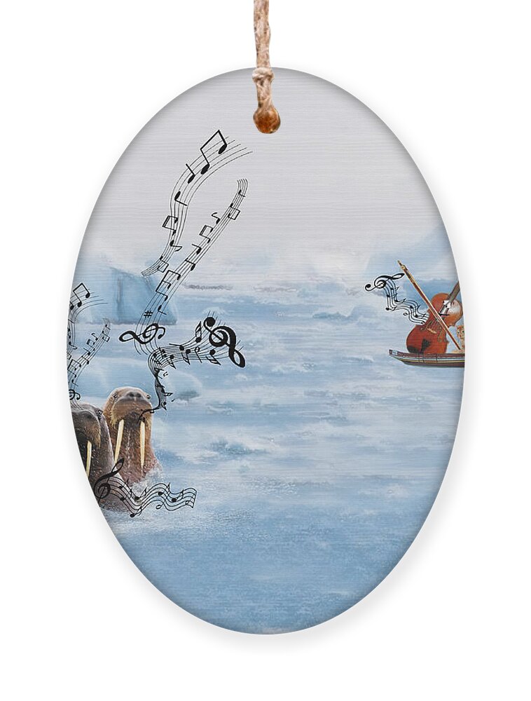 Walrus Ornament featuring the mixed media The Walrus Choir by Colleen Taylor