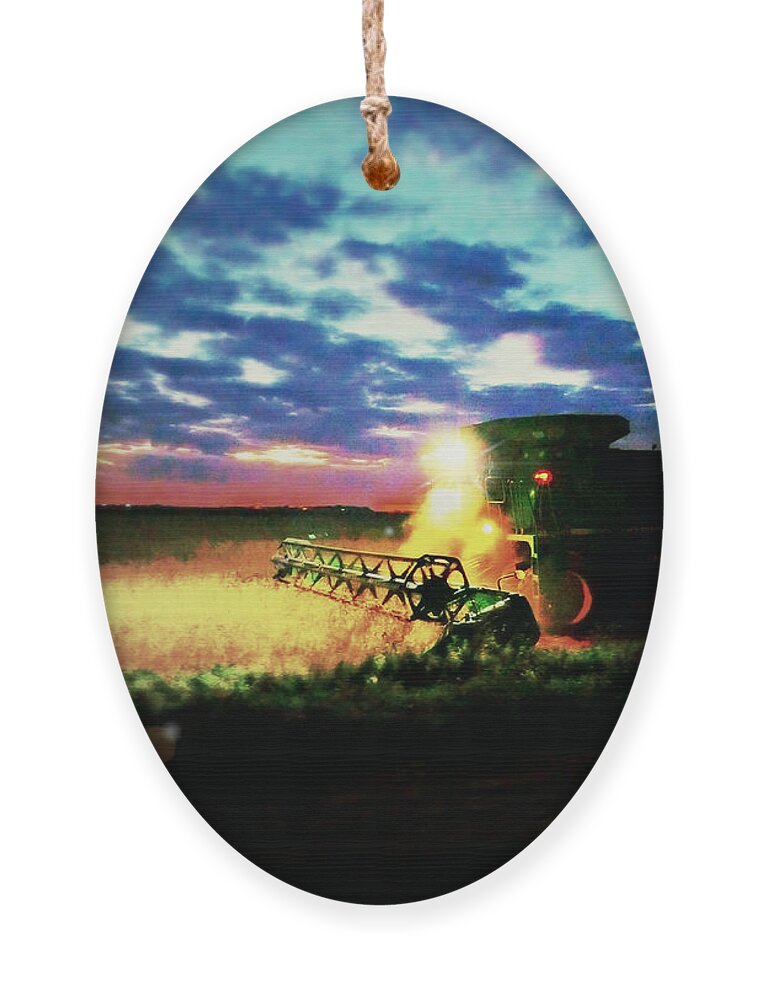Field; Harvest; Beans; Fall; Minnesota; Fulda; Tsarts; Troystapek; Troy Stapek; Night Work; Farming Ornament featuring the photograph There goes the beans by Troy Stapek