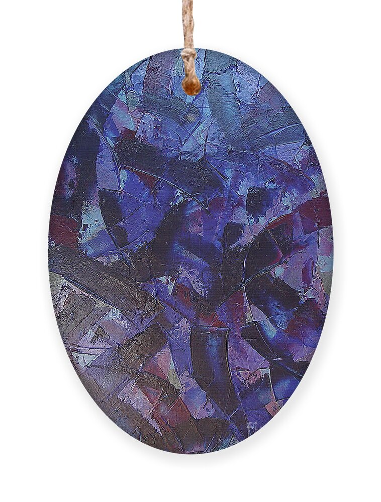 Blue Ornament featuring the painting Transitions with Blue and Magenta by Dean Triolo
