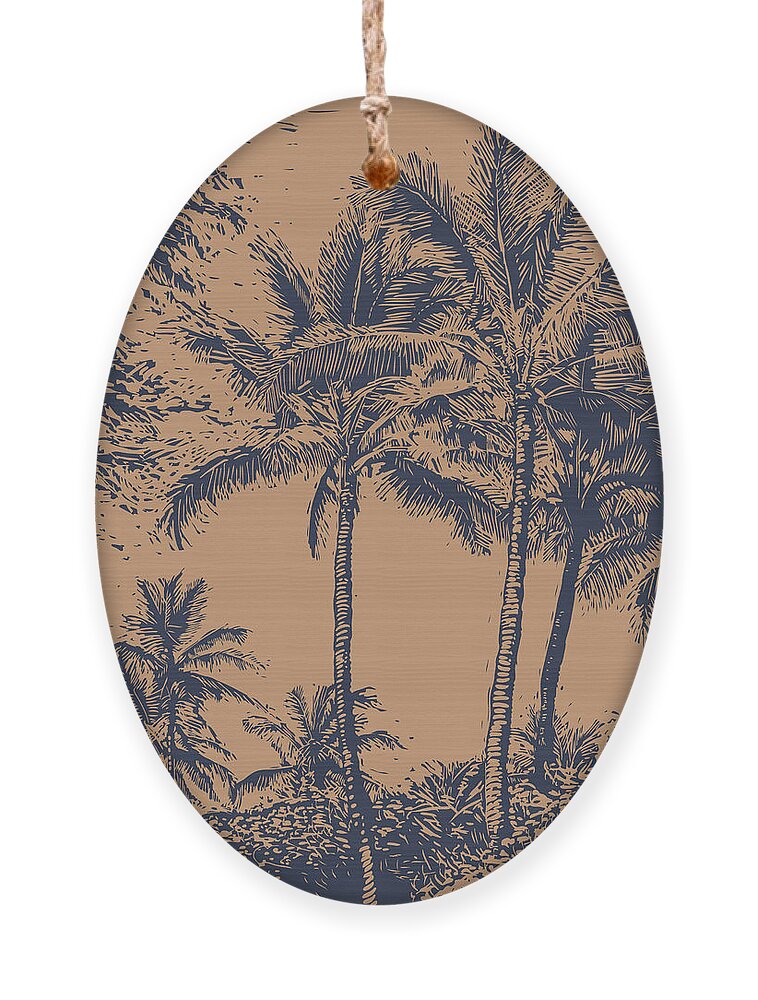 Palm Ornament featuring the digital art Tropical Landscape With Palms Trees by Jumpingsack
