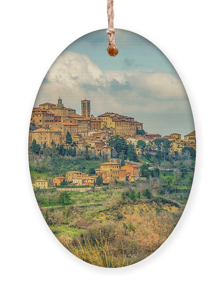Montepulciano Ornament featuring the photograph Tuscan Hill Town by Marcy Wielfaert
