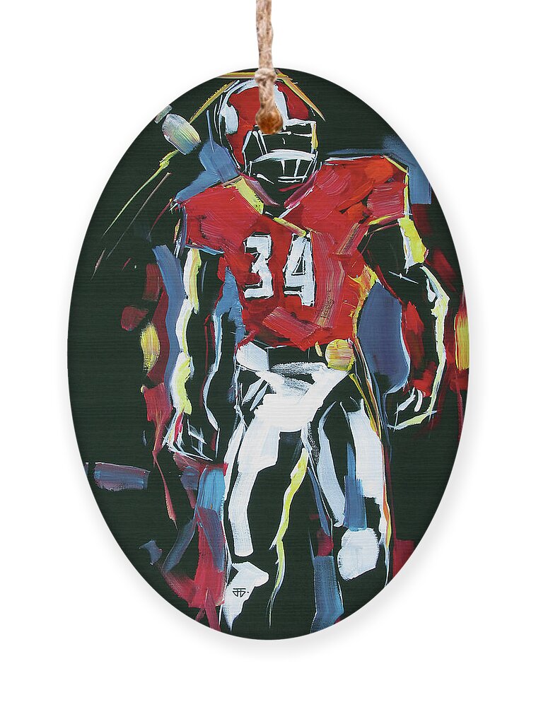 Uga Football Ornament featuring the painting UGA number 34 by John Gholson