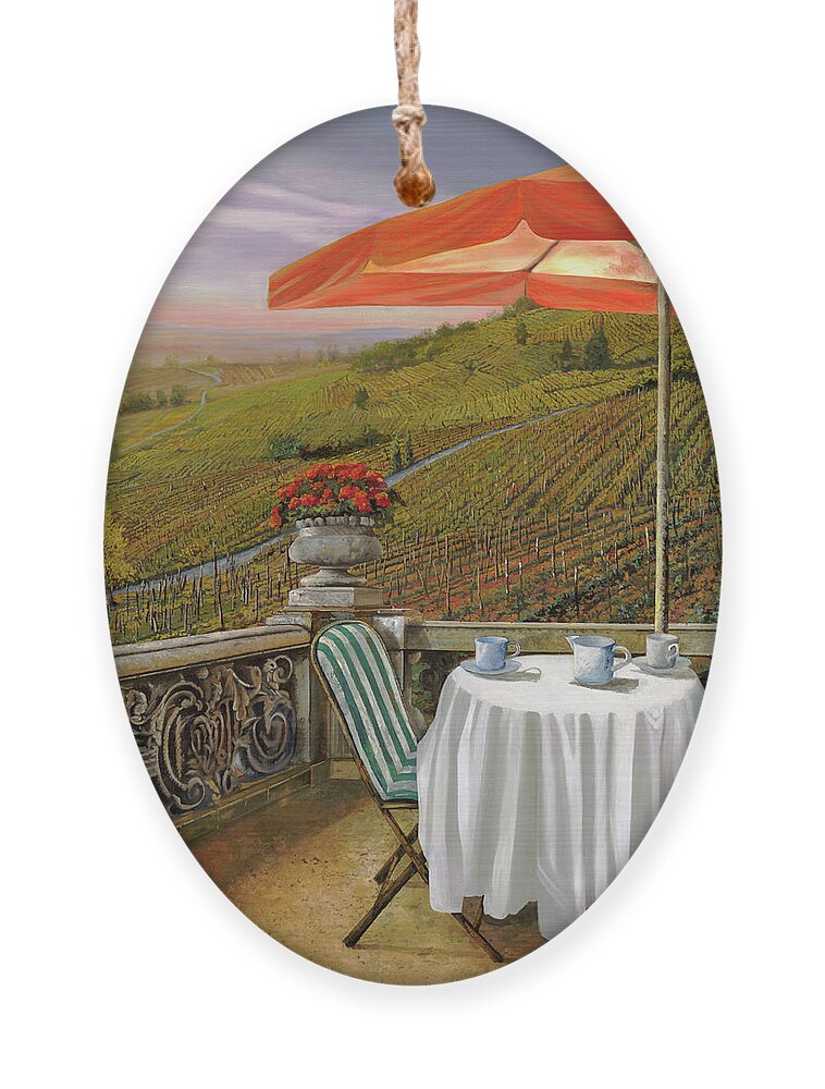 Vineyard Ornament featuring the painting Un Caffe' Nelle Vigne by Guido Borelli