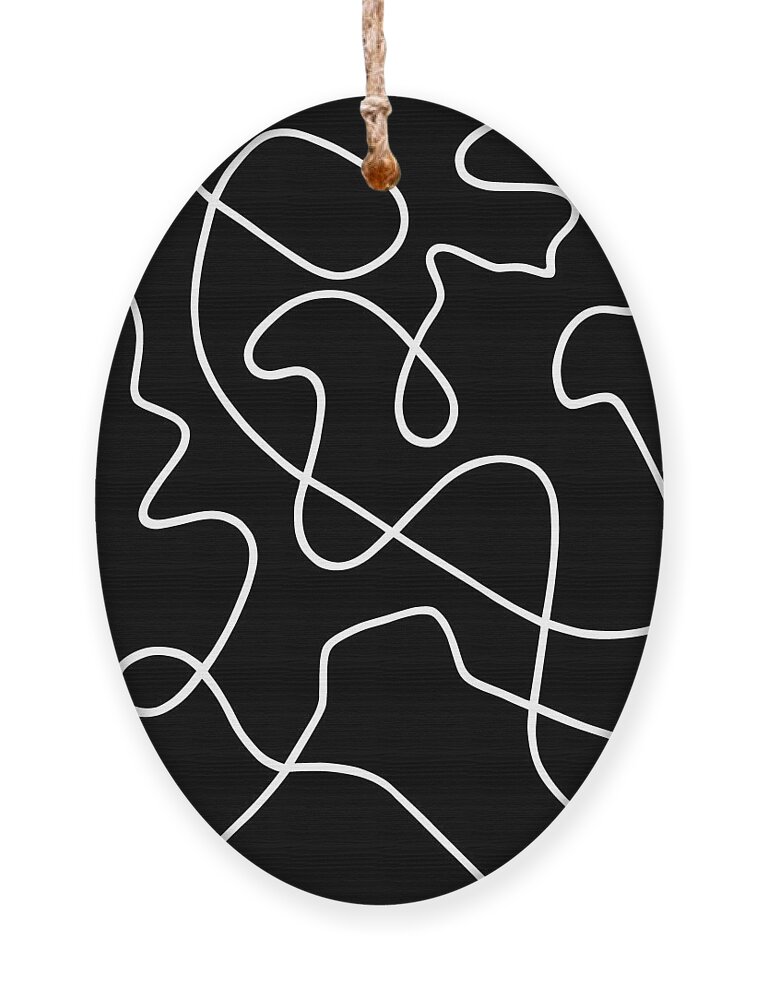 Nikita Coulombe Ornament featuring the painting Untitled II white line on black background by Nikita Coulombe