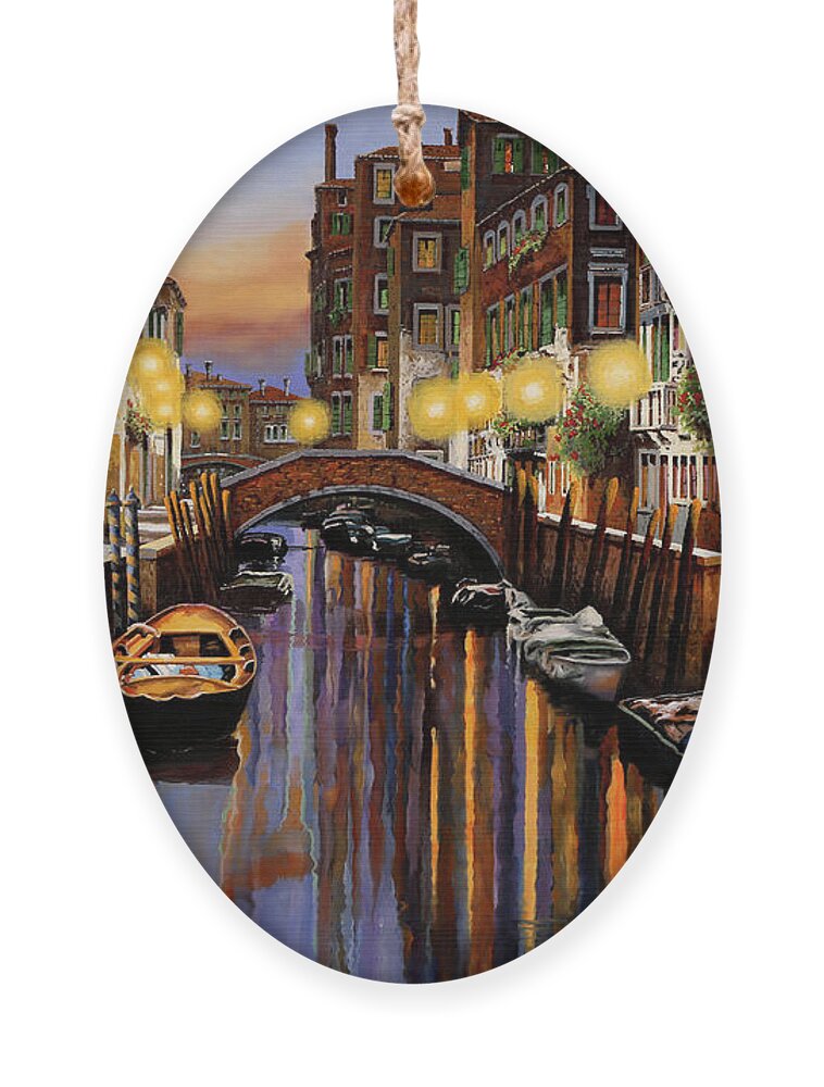 Venice Ornament featuring the painting Venice at Dusk by Guido Borelli