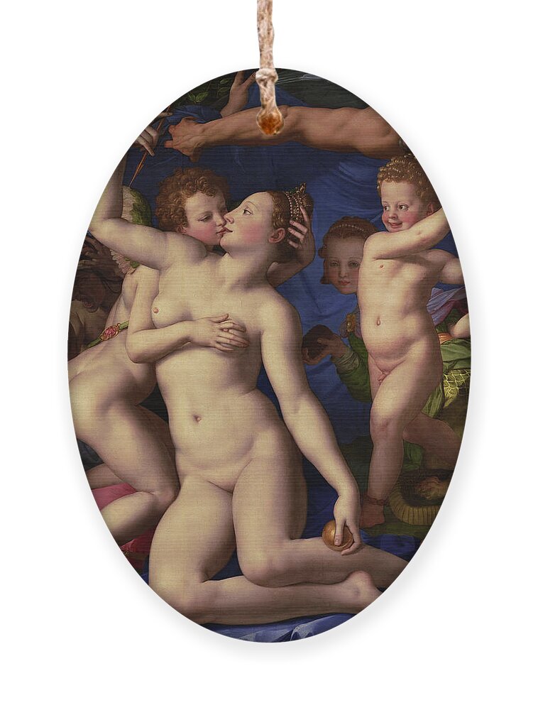 Venus Ornament featuring the painting Venus, Cupid, Folly and Time by Agnolo Bronzino by Rolando Burbon
