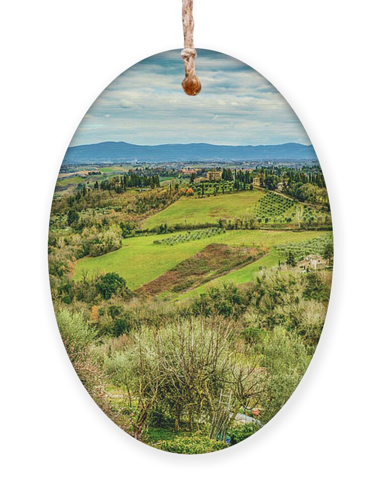 Tuscany Ornament featuring the photograph Verdant Tuscan Springtime by Marcy Wielfaert