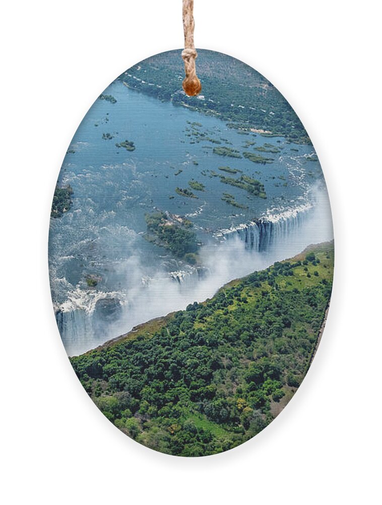 Seven Wonders Of The World Ornament featuring the photograph Victoria Falls, Aerial View by Marcy Wielfaert