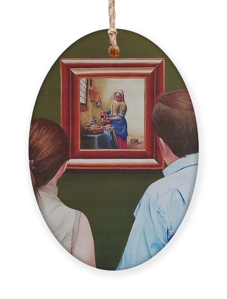 Vermeer Ornament featuring the painting Viewing Vermeer by Vic Ritchey