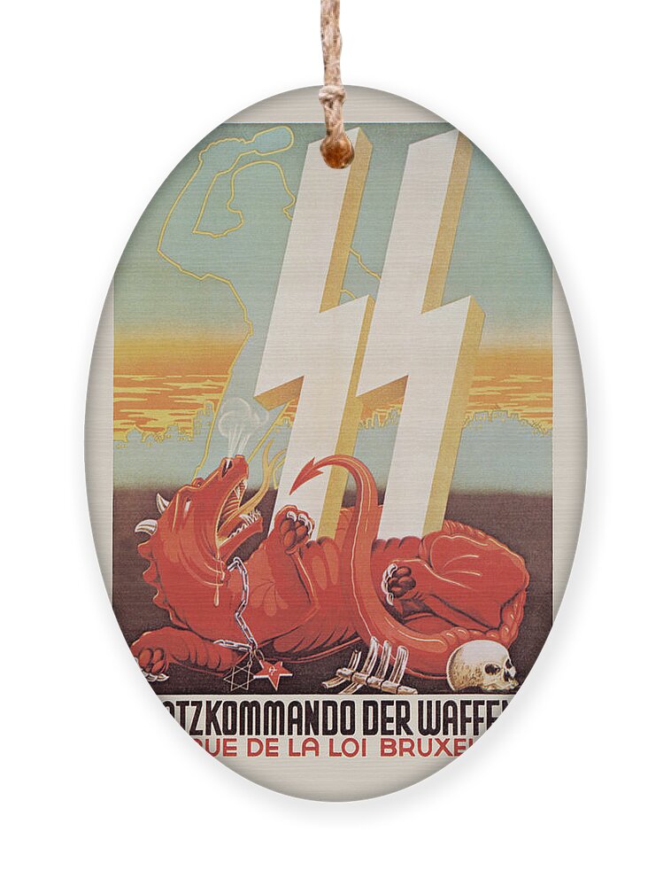 Propaganda Ornament featuring the painting Waffen SS Recruitment by Harald Damsleth