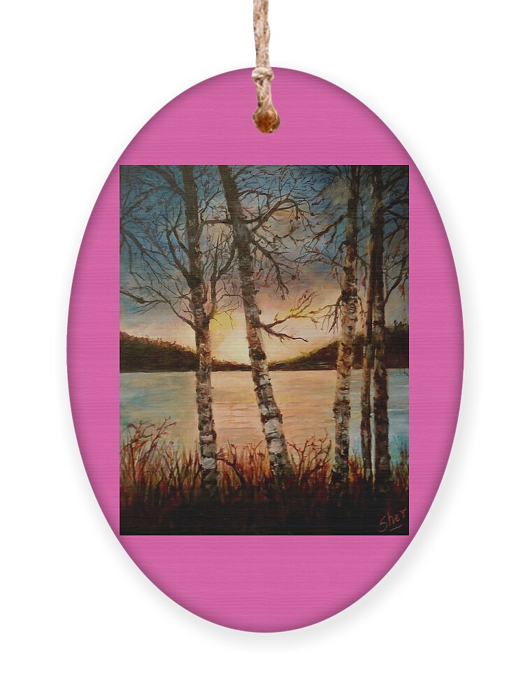 Seascape Ornament featuring the painting Warm Fall Day by Sher Nasser