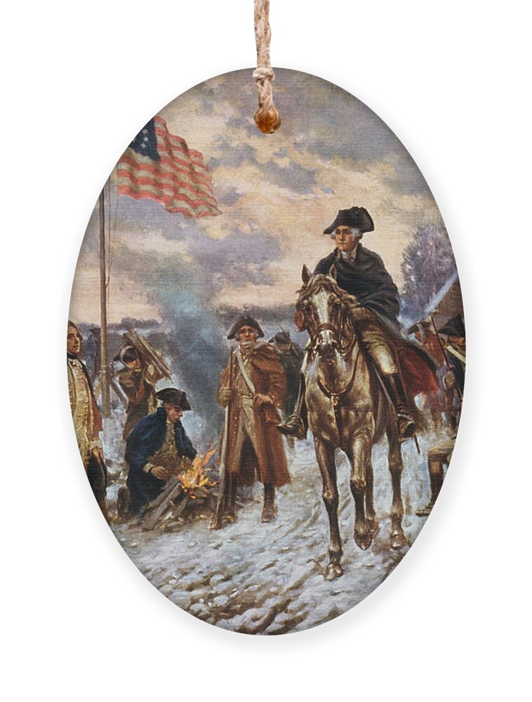 George Washington Ornament featuring the painting Washington at Valley Forge by War Is Hell Store