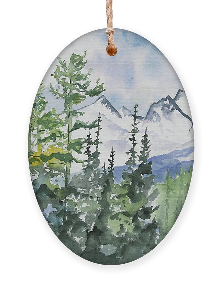 Brainard Lakes Ornament featuring the painting Watercolor - Brainard Lakes Winter Landscape by Cascade Colors