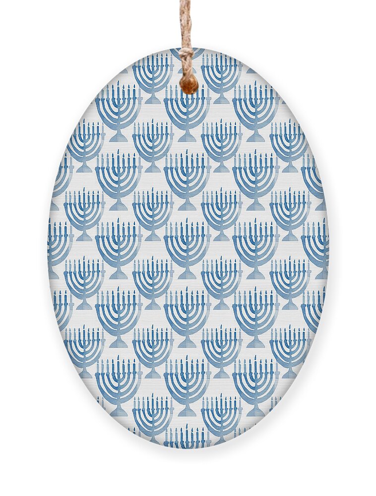 Hanukkah Ornament featuring the digital art Watercolor Menorahs- Art by Linda Woods by Linda Woods