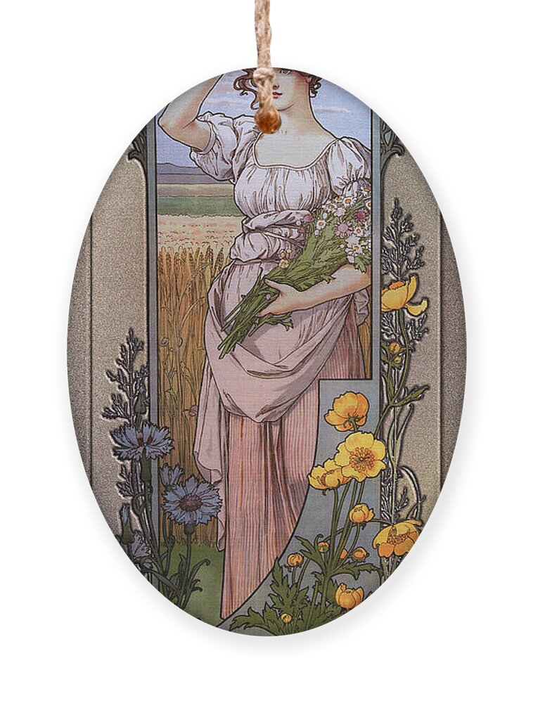 Wildflowers Ornament featuring the painting Wildflowers by Elisabeth Sonrel by Rolando Burbon