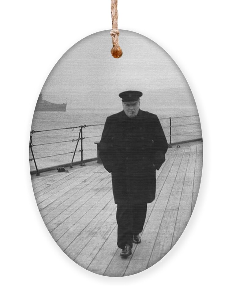 #faatoppicks Ornament featuring the photograph Winston Churchill At Sea by War Is Hell Store