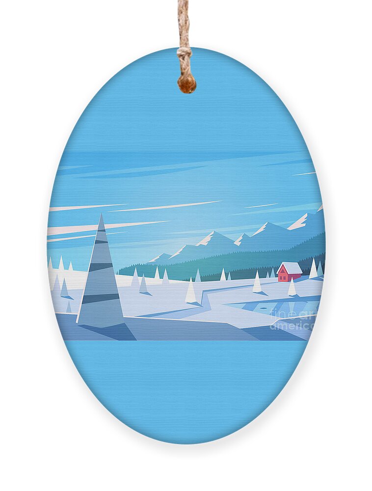 Scenic Ornament featuring the digital art Winter Landscape Vector Illustration by Doremi