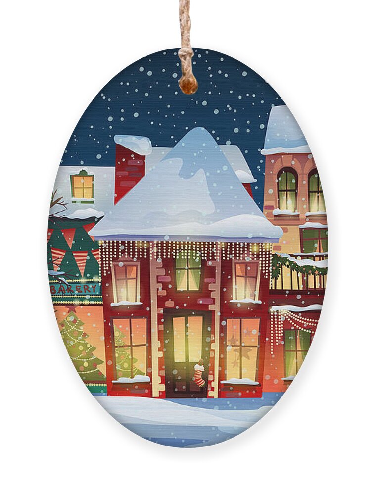 Magic Ornament featuring the digital art Winter Landscapechristmas Background by Juliyam