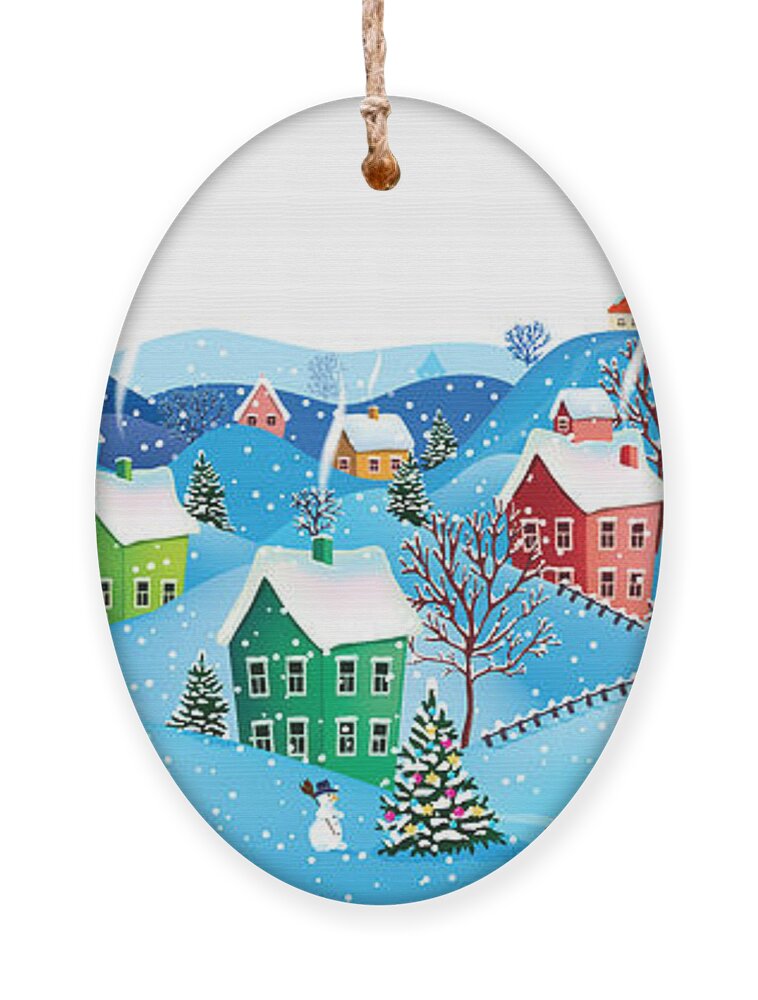 Gift Ornament featuring the digital art Winter Rural Landscape To A Happy by Birdydiz
