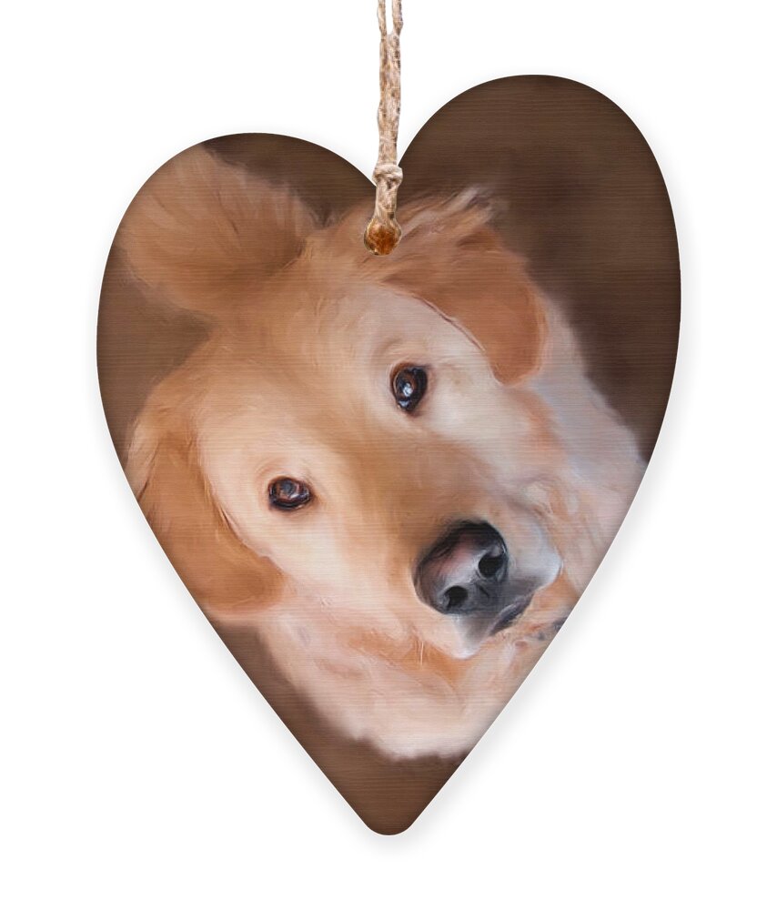 Golden Retriever Ornament featuring the painting Wishful Thinking by Christina Rollo