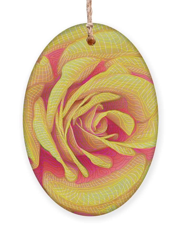 Rose Ornament featuring the digital art Yellow Beauty by Rod Whyte
