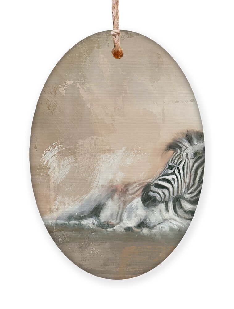 Colorful Ornament featuring the painting Zebra At Rest by Jai Johnson