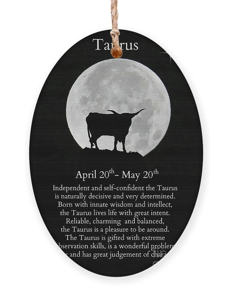 Zodiac Sign of Taurus the Bull April through May Birthdays Ornament by  Stephanie Laird - Pixels