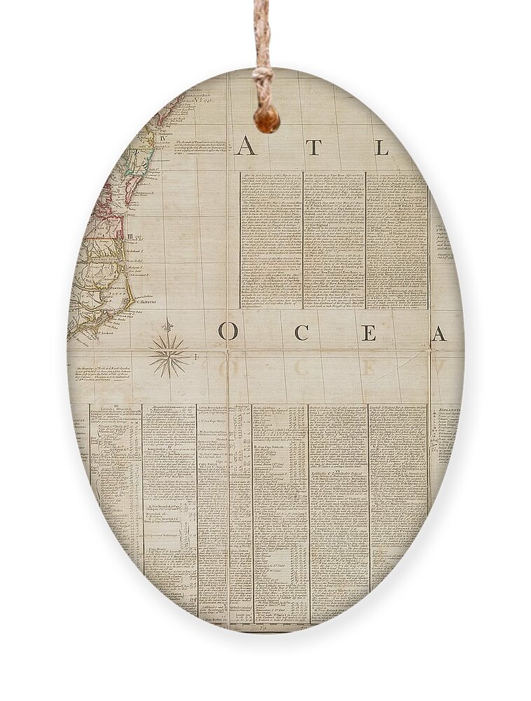 Map Ornament featuring the painting A map of the British and French dominions in North America, with the roads, distances, limits, and e #1 by MotionAge Designs
