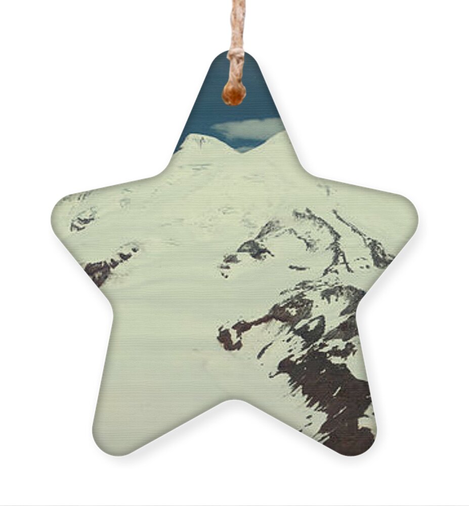 Mountain Ornament featuring the photograph Aerial view of Elbrus mount Caucasus #1 by Mikhail Kokhanchikov