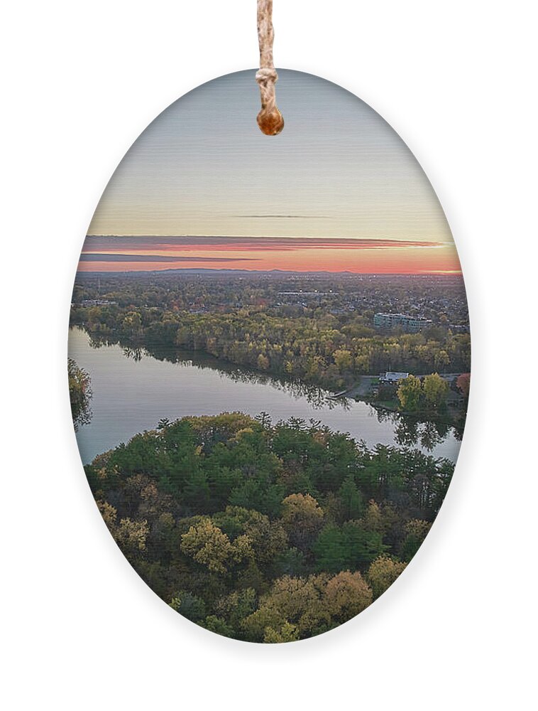 Drone Ornament featuring the photograph Areal Sunset on the MilleIles river by Carl Marceau