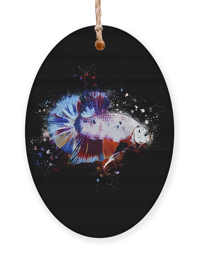 Artistic Ornament featuring the digital art Artistic Candy Multicolor Betta Fish by Sambel Pedes