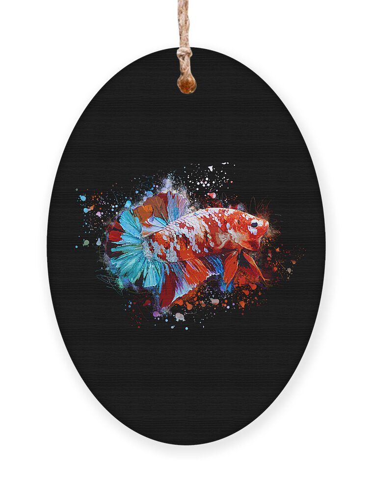 Artistic Ornament featuring the digital art Artistic Galaxy Koi Betta Fish by Sambel Pedes