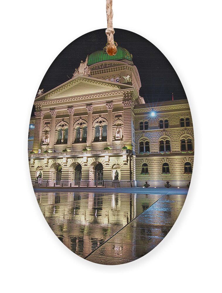 Berne Ornament featuring the photograph Bern Parliament Switzerland #1 by Benny Marty