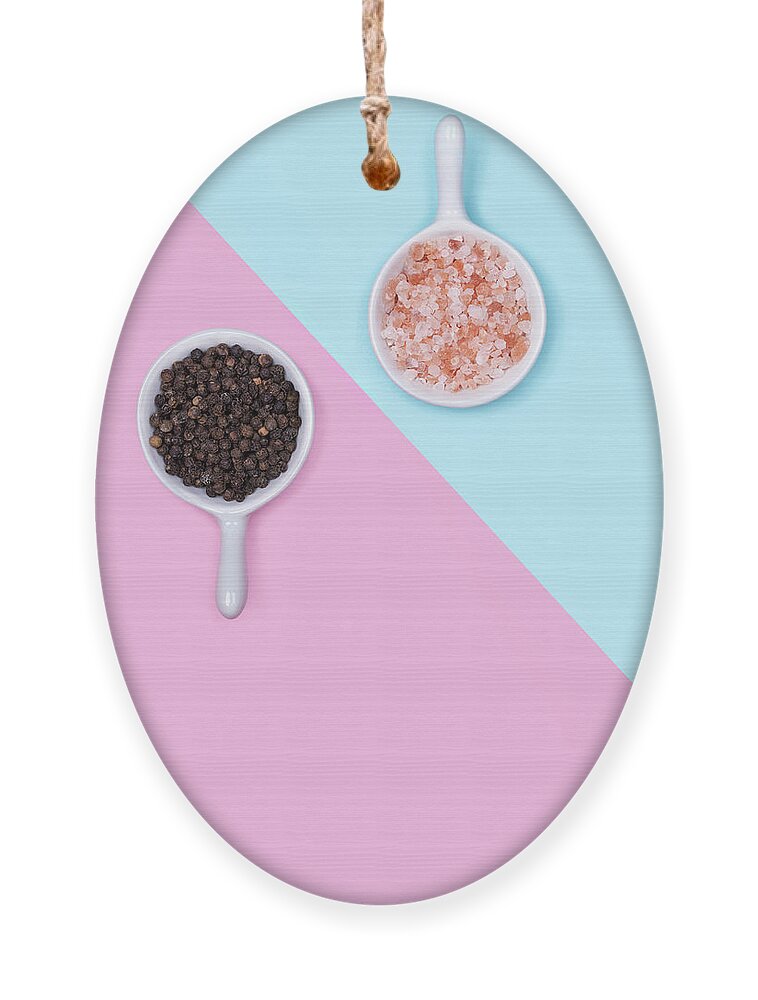 Background Ornament featuring the photograph Black pepper and Himalayan salt #1 by Jane Rix