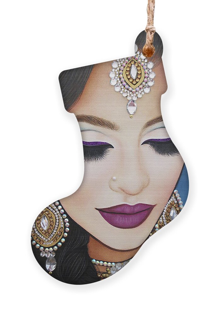 Art Ornament featuring the painting Brilliant Indian Beauty #1 by Malinda Prud'homme