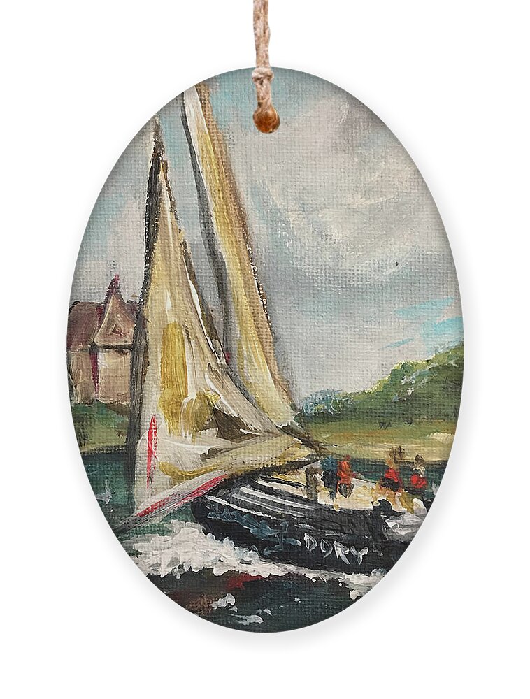 Cape Cod Ornament featuring the painting Cape Sailing #1 by Roxy Rich