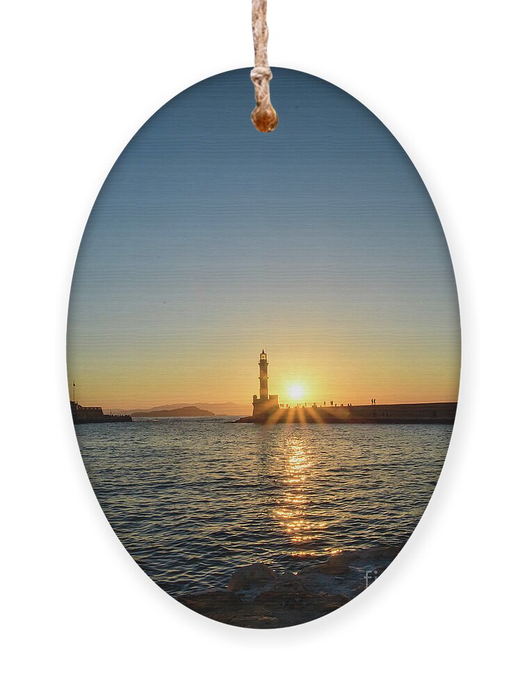 Chania Ornament featuring the photograph Chania Lighthouse #1 by Patrick Nowotny
