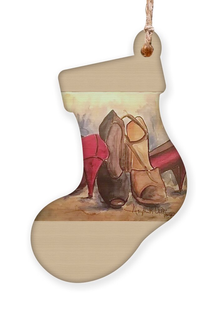  Ornament featuring the painting Dress shoes #1 by Angie ONeal