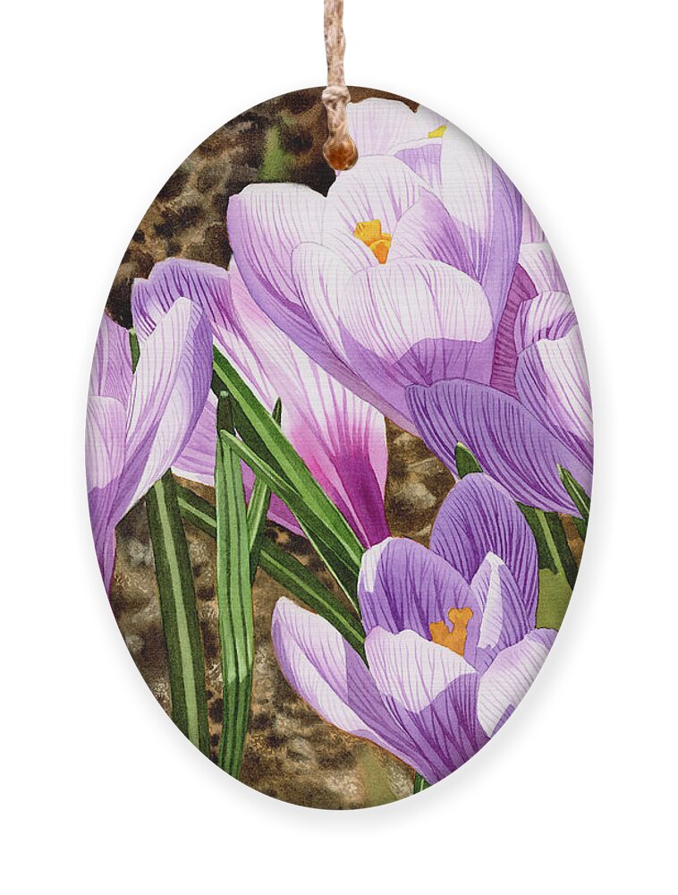 Crocus Ornament featuring the painting Early Spring by Espero Art