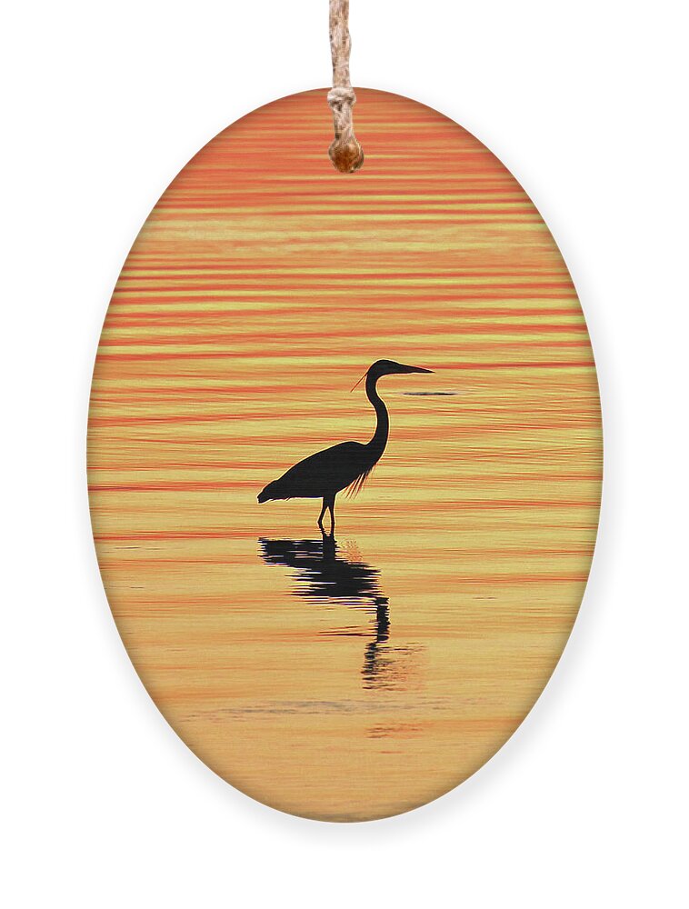 Egret Ornament featuring the photograph Egret Silhouette by Robert Harris