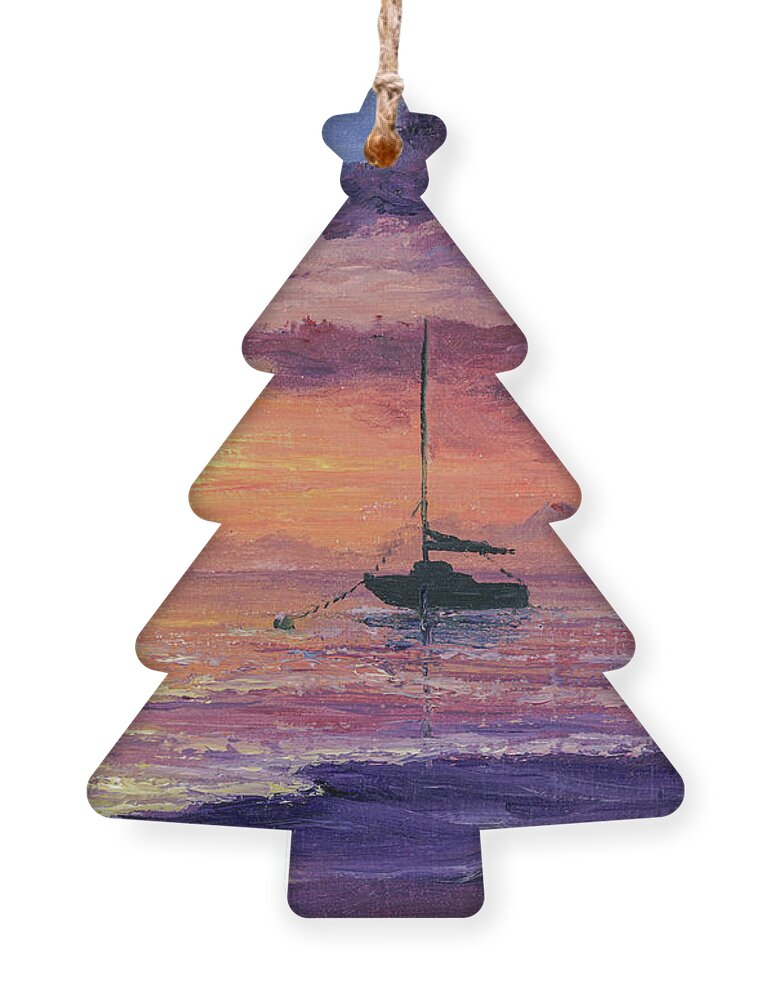 Sunset Ornament featuring the painting End Of The Day by Darice Machel McGuire