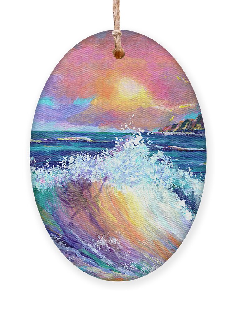 Beach Wave Ornament featuring the painting Exhilaration #1 by Marionette Taboniar