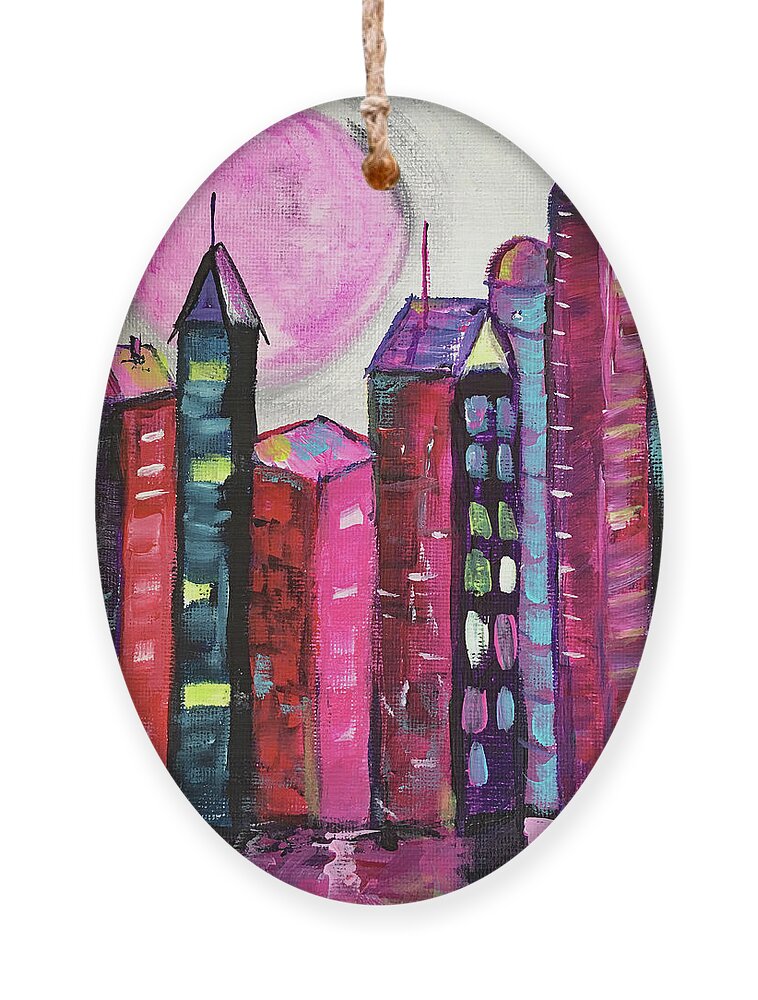 Pink City Ornament featuring the painting Girls Rule by Roxy Rich