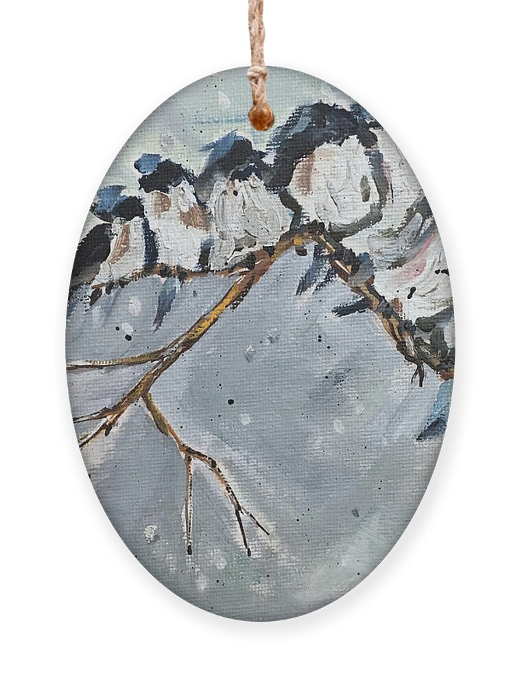 Wrens Ornament featuring the painting Group Hug by Roxy Rich