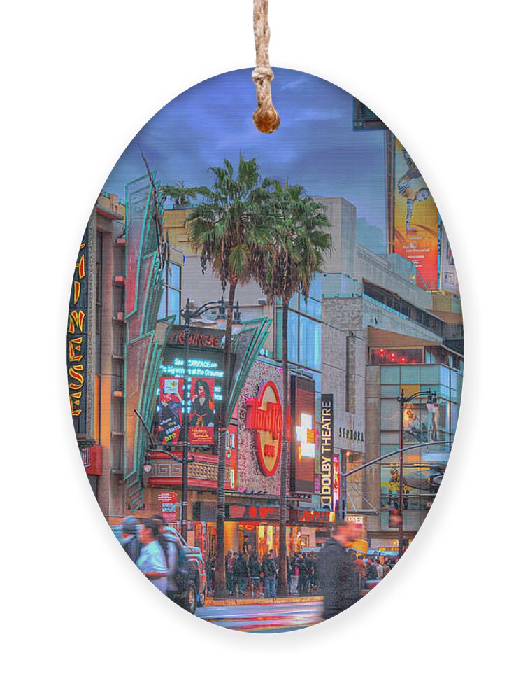 Hollywood Ornament featuring the photograph Hollywood Nightlife #2 by David Zanzinger