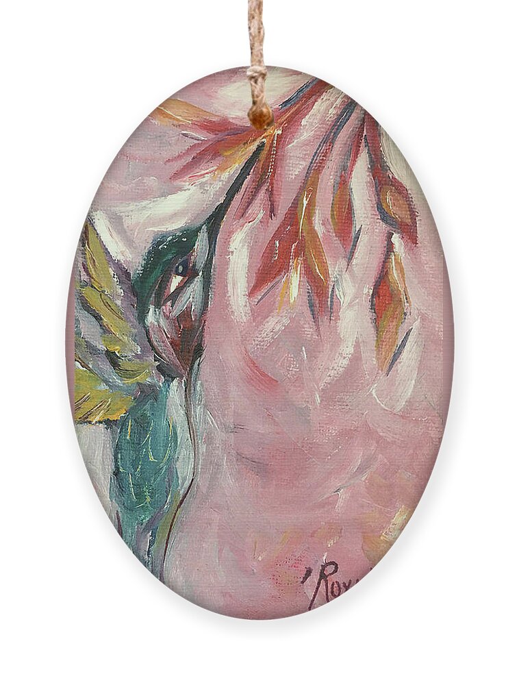 Abstract Ornament featuring the painting Hummingbird #1 by Roxy Rich
