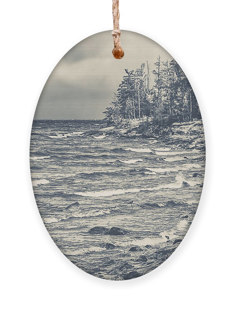 Presque Isle Ornament featuring the photograph Lake Superior by Phil Perkins