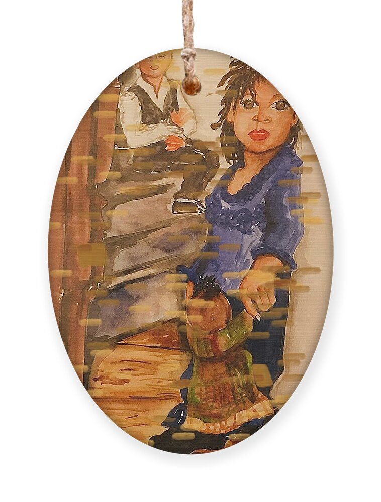  Ornament featuring the painting Little Girl by Angie ONeal