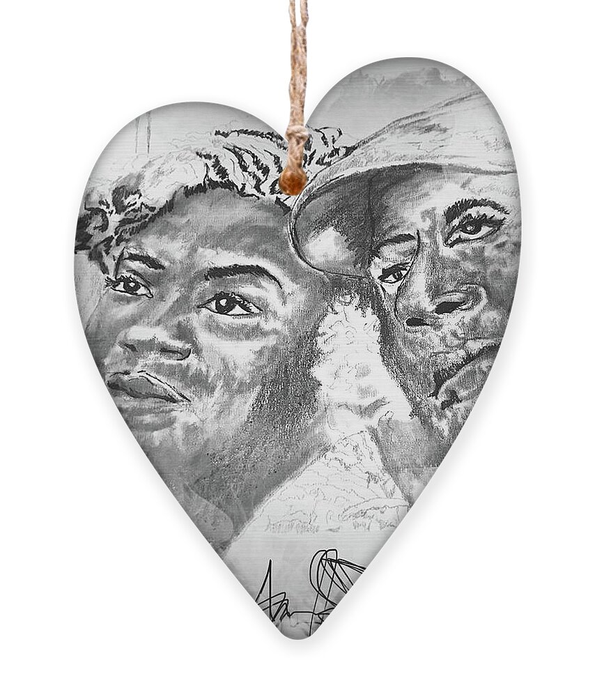  Ornament featuring the drawing Love #1 by Angie ONeal