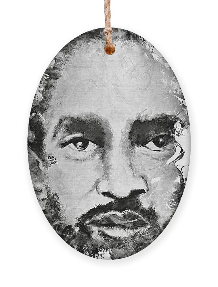  Ornament featuring the mixed media Nipsey by Angie ONeal